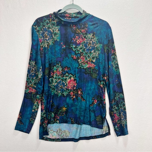 Johnny Was BISCAY Bouquet Mock Neck Top Blouse Size M - Picture 2 of 8
